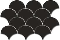 Плитка Equipe Scale Fan Mosaic Black 30x43 см, поверхность глянец
