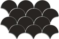 Плитка Equipe Scale Fan Mosaic Black Matt 30x43 см, поверхность матовая
