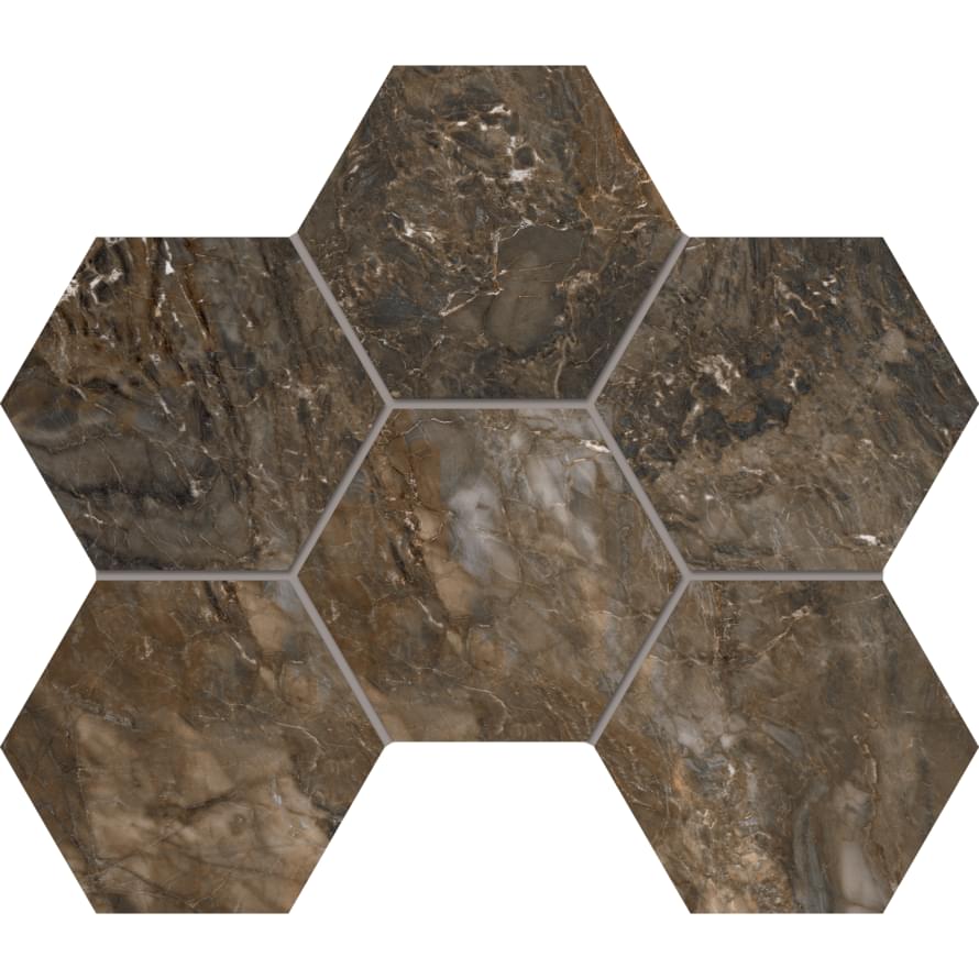 Плитка Estima Бернини Dark Brown Hex Matt 25x28.5 см, поверхность матовая