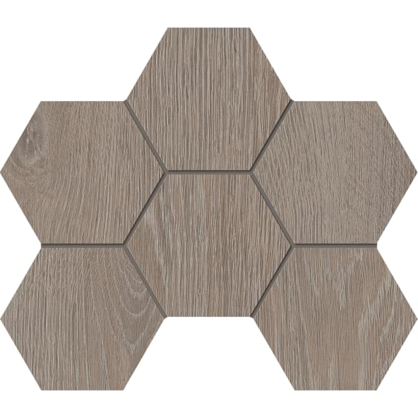 Плитка Estima Крафт Вуд Мозаика KW02 Hexagon 25x28.5 см, поверхность матовая, рельефная