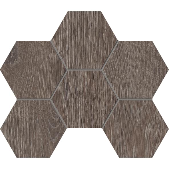 Плитка Estima Крафт Вуд Мозаика KW03 Hexagon 25x28.5 см, поверхность матовая, рельефная