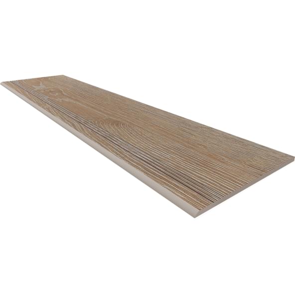 Плитка Estima Крафт Вуд Ступень KW01 с насечками 30x120 см, поверхность матовая, рельефная