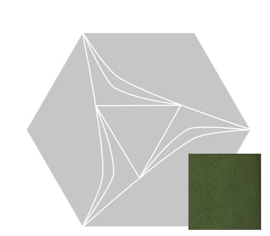 Плитка Etruria Concetto Spaziale Esagono Emerald Green Craquele 16x18.5 см, поверхность глянец