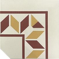 Плитка Etruria Vintage Pattern 1 Bordura Angolo Bicolore Bianco Decoro Mattone Ocra 20x20 см, поверхность матовая
