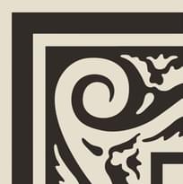 Плитка Etruria Vintage Pattern 12 Bordura Angolo Monocolore Bianco Decoro Nero 20x20 см, поверхность матовая