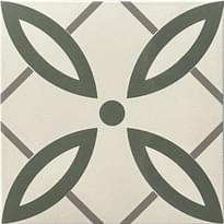 Плитка Etruria Vintage Pattern 15 Quadrato Bicolore Bianco Decoro Oliva Grigio 20x20 см, поверхность матовая