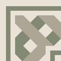 Плитка Etruria Vintage Pattern 22 Bordura Angolo Bicolore Bianco Decoro Oliva Grigio 20x20 см, поверхность матовая