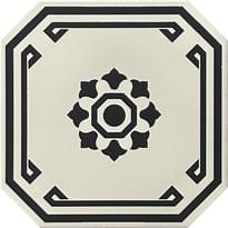 Плитка Etruria Vintage Pattern 3 Ottagono Monocolore Bianco Decoro Nero 20x20 см, поверхность матовая