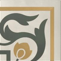 Плитка Etruria Vintage Pattern 5 Bordura Angolo Bicolore Bianco Decoro Oliva Ocra 20x20 см, поверхность матовая