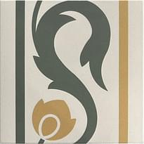 Плитка Etruria Vintage Pattern 5 Bordura Lineare Bicolore Bianco Decoro Oliva Ocra 20x20 см, поверхность матовая