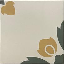 Плитка Etruria Vintage Pattern 5 Quadrato Bicolore Bianco Decoro Oliva Ocra 20x20 см, поверхность матовая