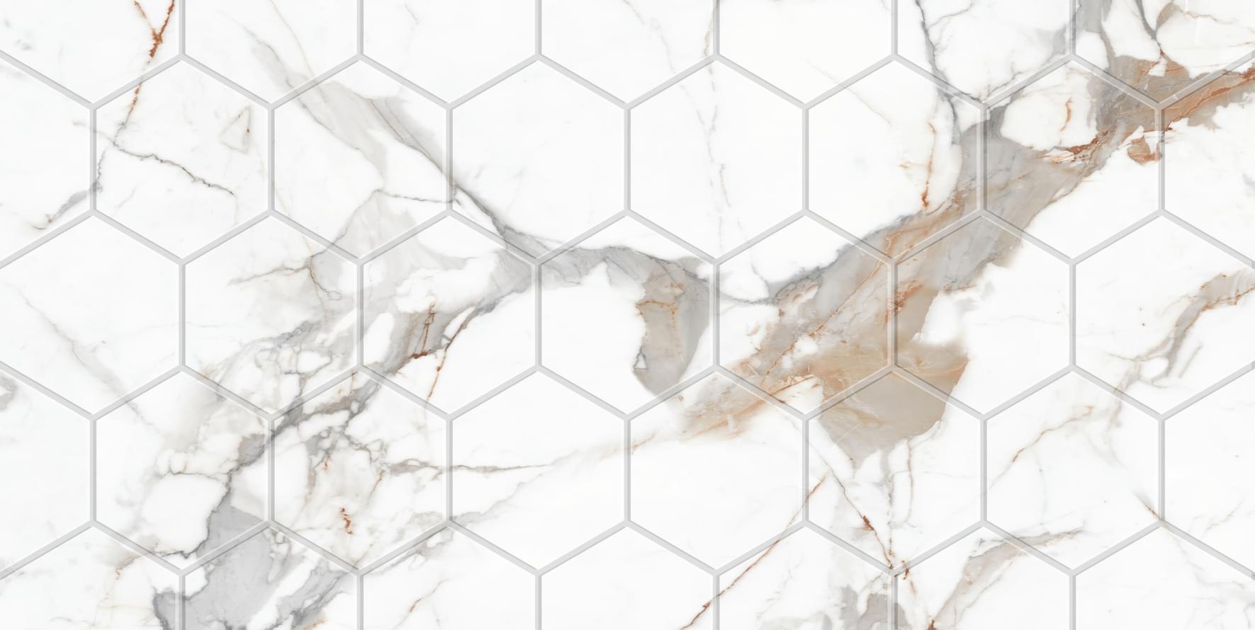 Плитка Eurotile Сандра Белый Гексагон Матовый 30x60 см, поверхность матовая