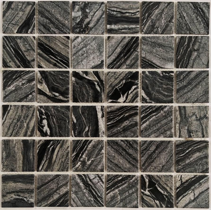 Плитка FK Marble Classic Mosaic Imperial Grey 48-4W 30.5x30.5 см, поверхность карвинг