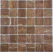 Плитка FK Marble Classic Mosaic Red Travertine 48-6W 30.5x30.5 см, поверхность карвинг