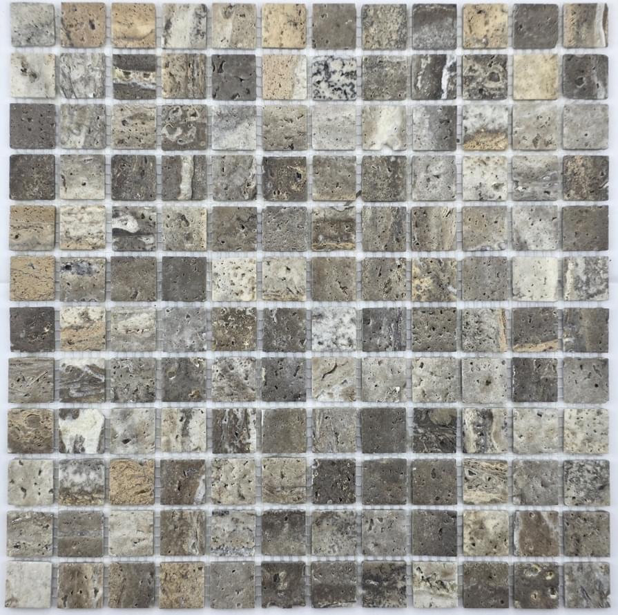 Плитка FK Marble Classic Mosaic Tobacco Travertine 23-6W 30.5x30.5 см, поверхность карвинг
