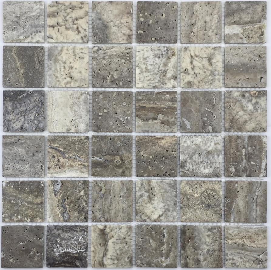 Плитка FK Marble Classic Mosaic Tobacco Travertine 48-6P 30.5x30.5 см, поверхность полированная