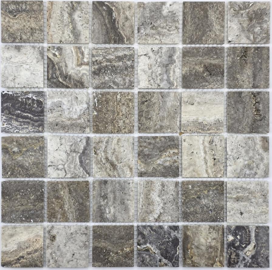 Плитка FK Marble Classic Mosaic Tobacco Travertine 48-6W 30.5x30.5 см, поверхность карвинг