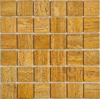 Плитка FK Marble Classic Mosaic Yellow Travertine 48-4W 30.5x30.5 см, поверхность карвинг