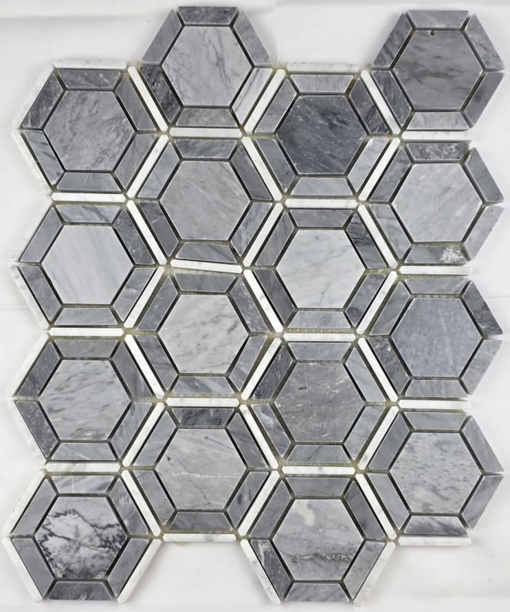 Плитка FK Marble Luxury Mosaic Hexagon Grigio 34x29.5 см, поверхность полированная