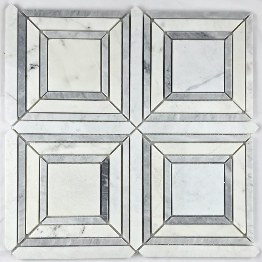 Плитка FK Marble Luxury Mosaic Quadro Grey 30.5x30.5 см, поверхность полированная