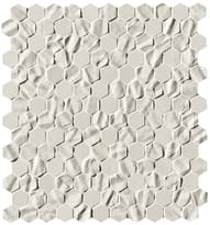 Плитка Fap Bloom White Star Esagono Mosaico 29.5x32.5 см, поверхность матовая, рельефная
