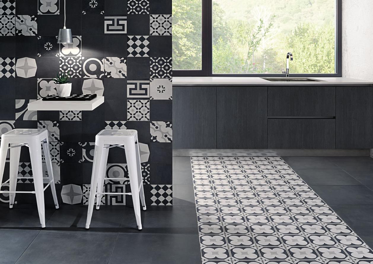 керамогранит фабрики Fioranese коллекция Cementine Black And White