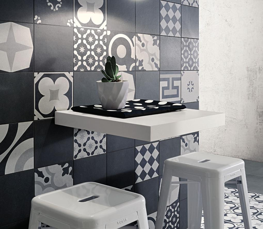 керамогранит фабрики Fioranese коллекция Cementine Black And White