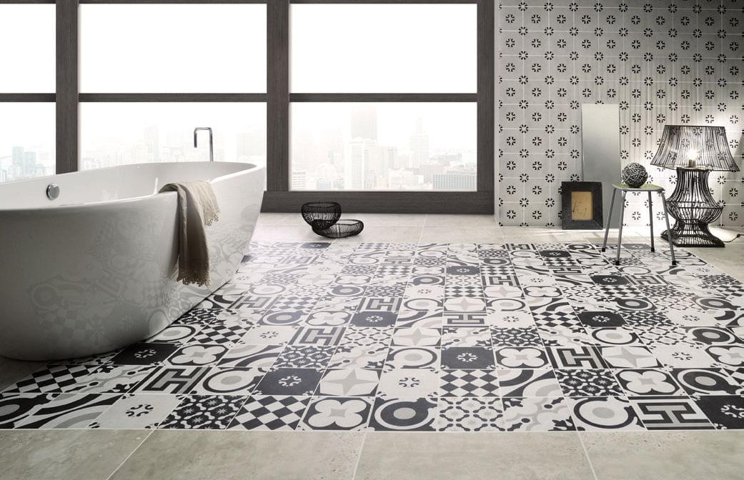 керамогранит фабрики Fioranese коллекция Cementine Black And White