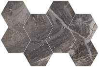 Плитка Flaviker Supreme Exotic Brown Mosaico Hexagon Rett Anticato 29.2x51 см, поверхность полуполированная, рельефная