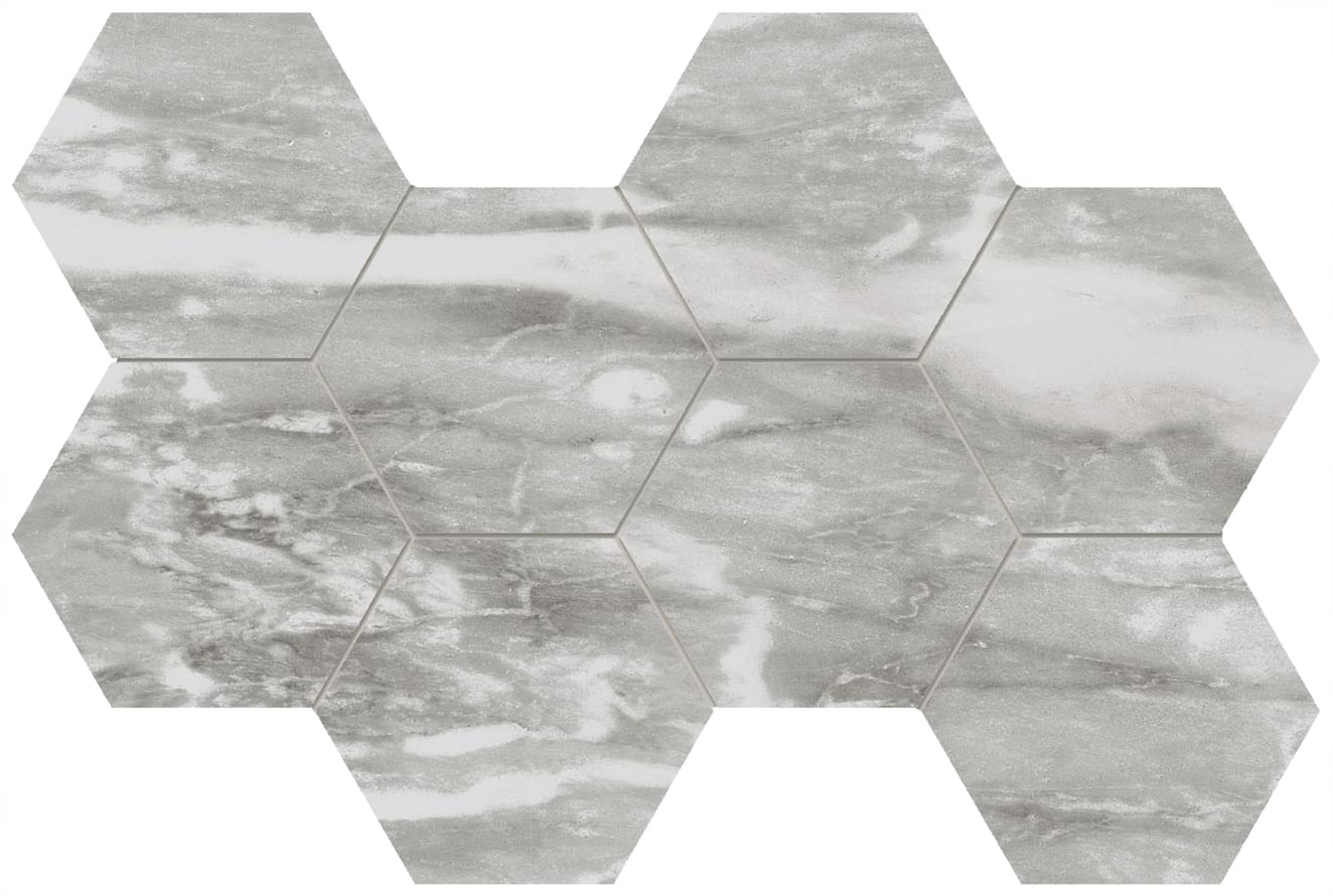 Flaviker Supreme Silver Dream Mosaico Hexagon Rett Anticato 29.2x51