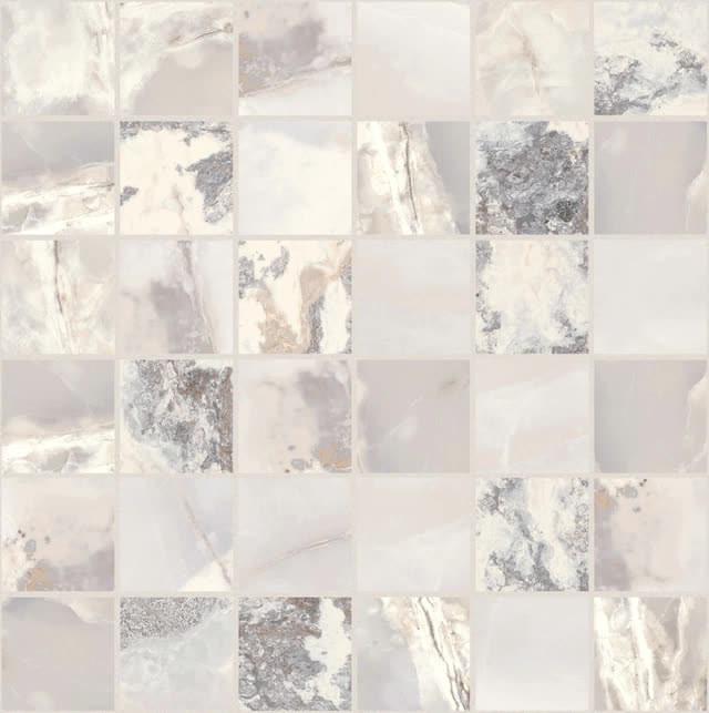 Плитка Florim Onyx And More White Blend Satin Mosaico 9 mm 30x30 см, поверхность полуматовая