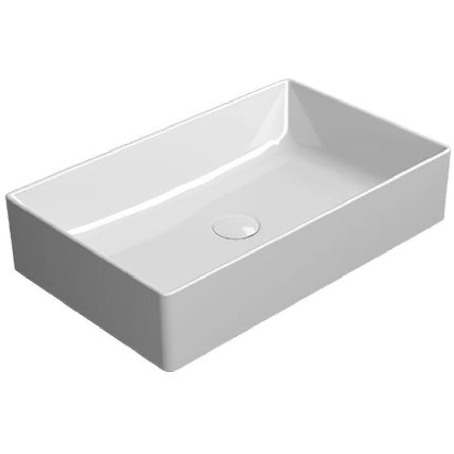 Плитка GSI Kube X Раковина накладная KUBE X 600x370x130 мм с донным клапаном белый  поверхность глянец