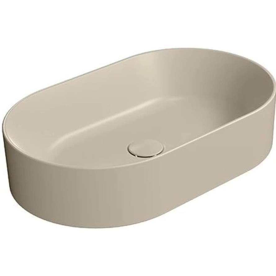 Плитка GSI Kube X Раковина накладная KUBE X овальная 600x370x130 мм бежевый матовый  поверхность матовая