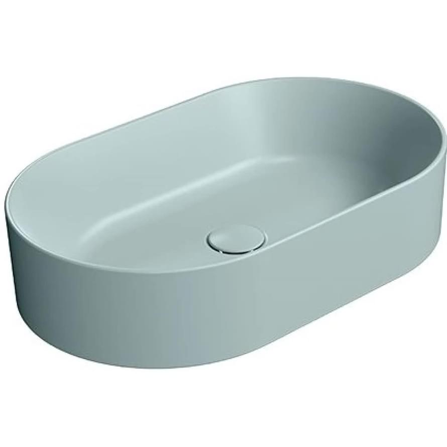 Плитка GSI Kube X Раковина накладная KUBE X овальная 600x370x130 мм голубой матовый  поверхность матовая