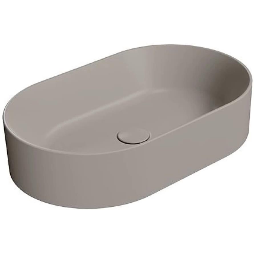 Плитка GSI Kube X Раковина накладная KUBE X овальная 600x370x130 мм серый беж матовый  поверхность матовая