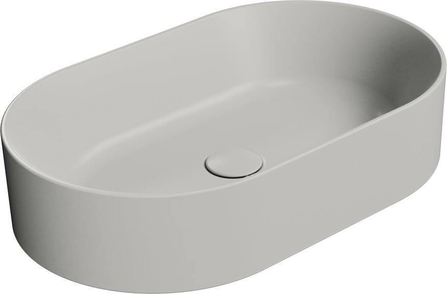 Плитка GSI Kube X Раковина накладная KUBE X овальная 600x370x130 мм серый матовый  поверхность матовая