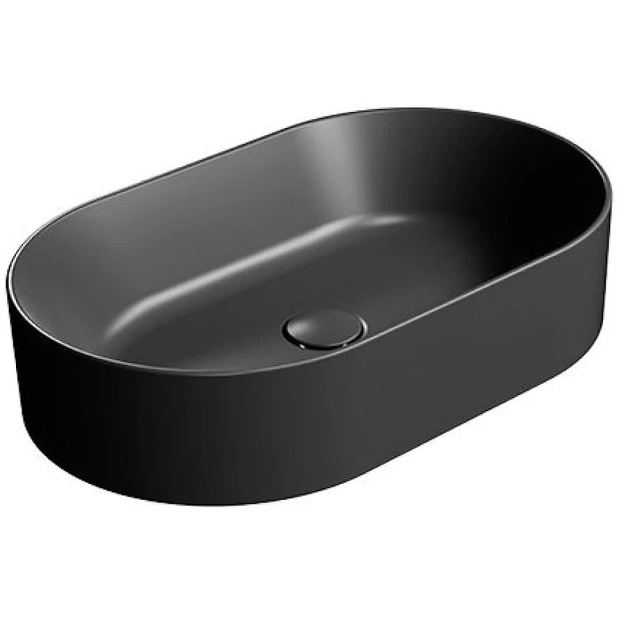 Плитка GSI Kube X Раковина накладная KUBE X овальная 600x370x130 мм черный матовый  поверхность матовая