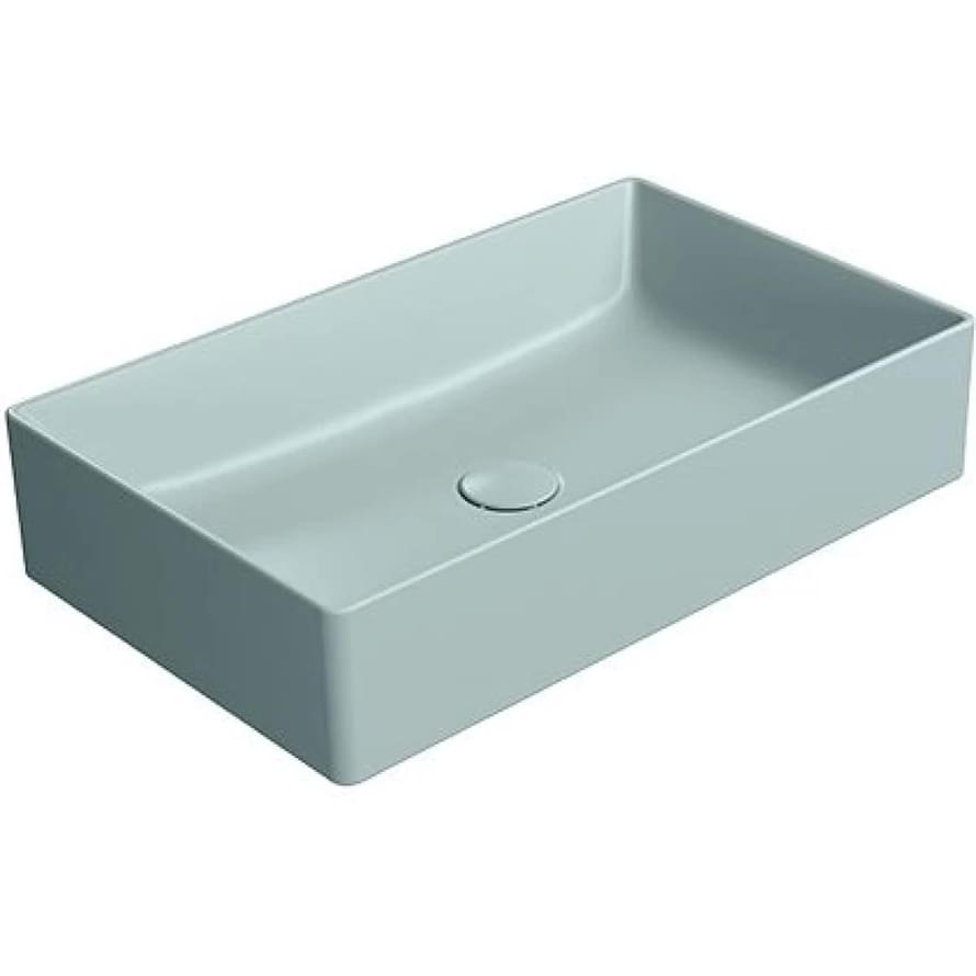 Плитка GSI Kube X Раковина накладная KUBE X прямоугольная 600x370x130 мм голубой матовый  поверхность матовая