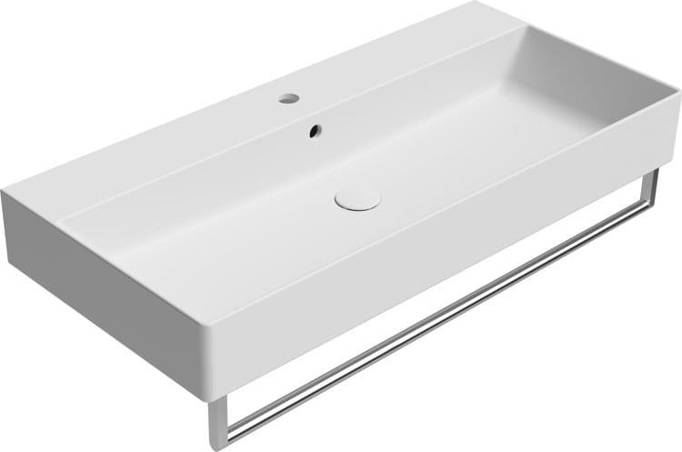 Плитка GSI Kube X Раковина накладная/подвесная KUBE X 1000x470x160 мм с отверстием под смеситель белый матовый  поверхность матовая