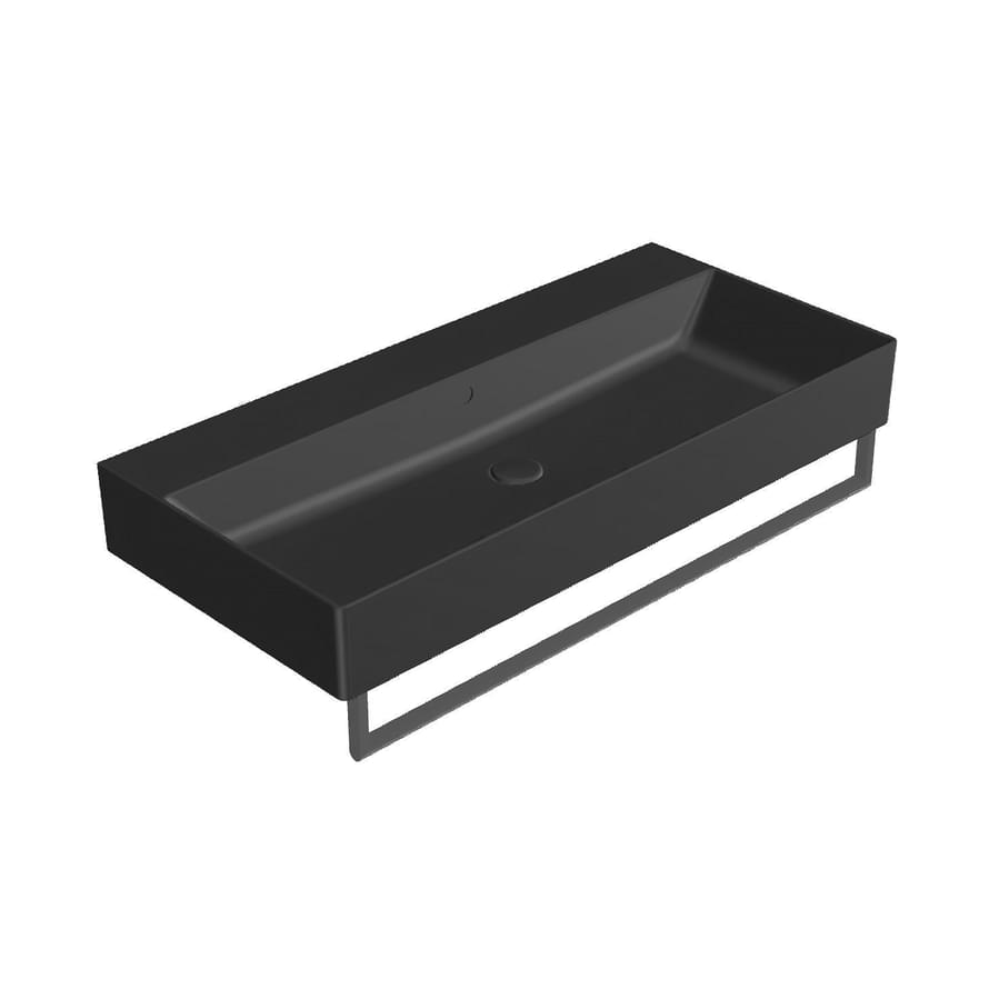 Плитка GSI Kube X Раковина накладная/подвесная KUBE X 1000x470x160 мм с отверстием под смеситель черный матовый  поверхность матовая