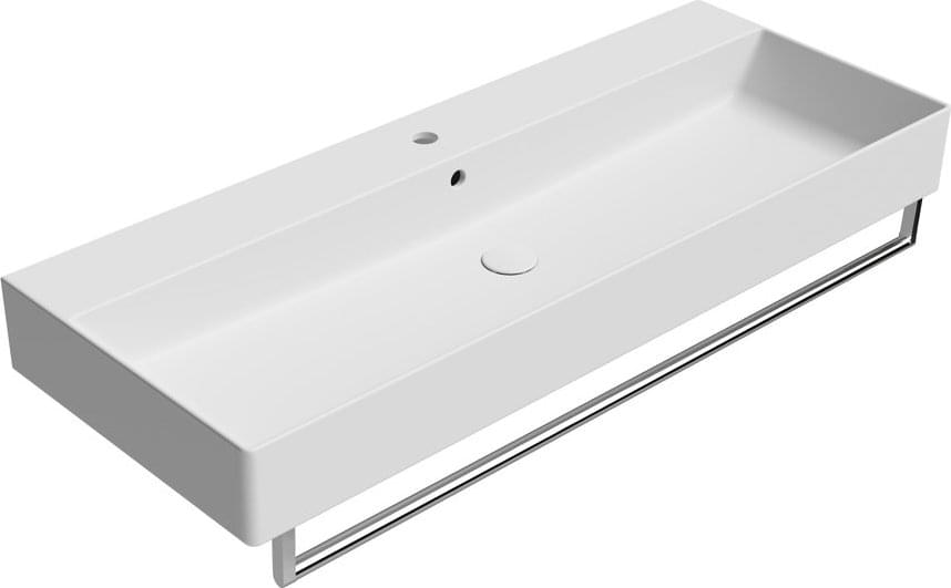 Плитка GSI Kube X Раковина накладная/подвесная KUBE X 1200x470x160 мм с отверстием под смеситель белый матовый  поверхность матовая