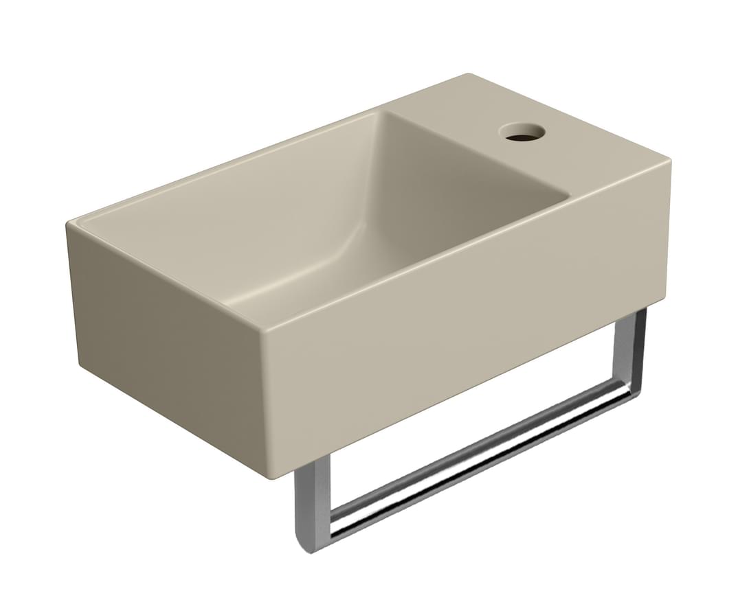 Плитка GSI Kube X Раковина накладная/подвесная KUBE X 400x230x120 мм с отверстием под смеситель справа/слева бежевый матовый  поверхность матовая