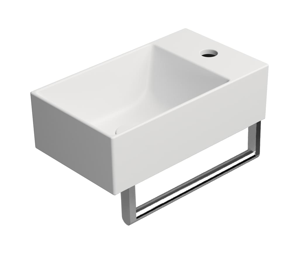 Плитка GSI Kube X Раковина накладная/подвесная KUBE X 400x230x120 мм с отверстием под смеситель справа/слева белый матовый  поверхность матовая