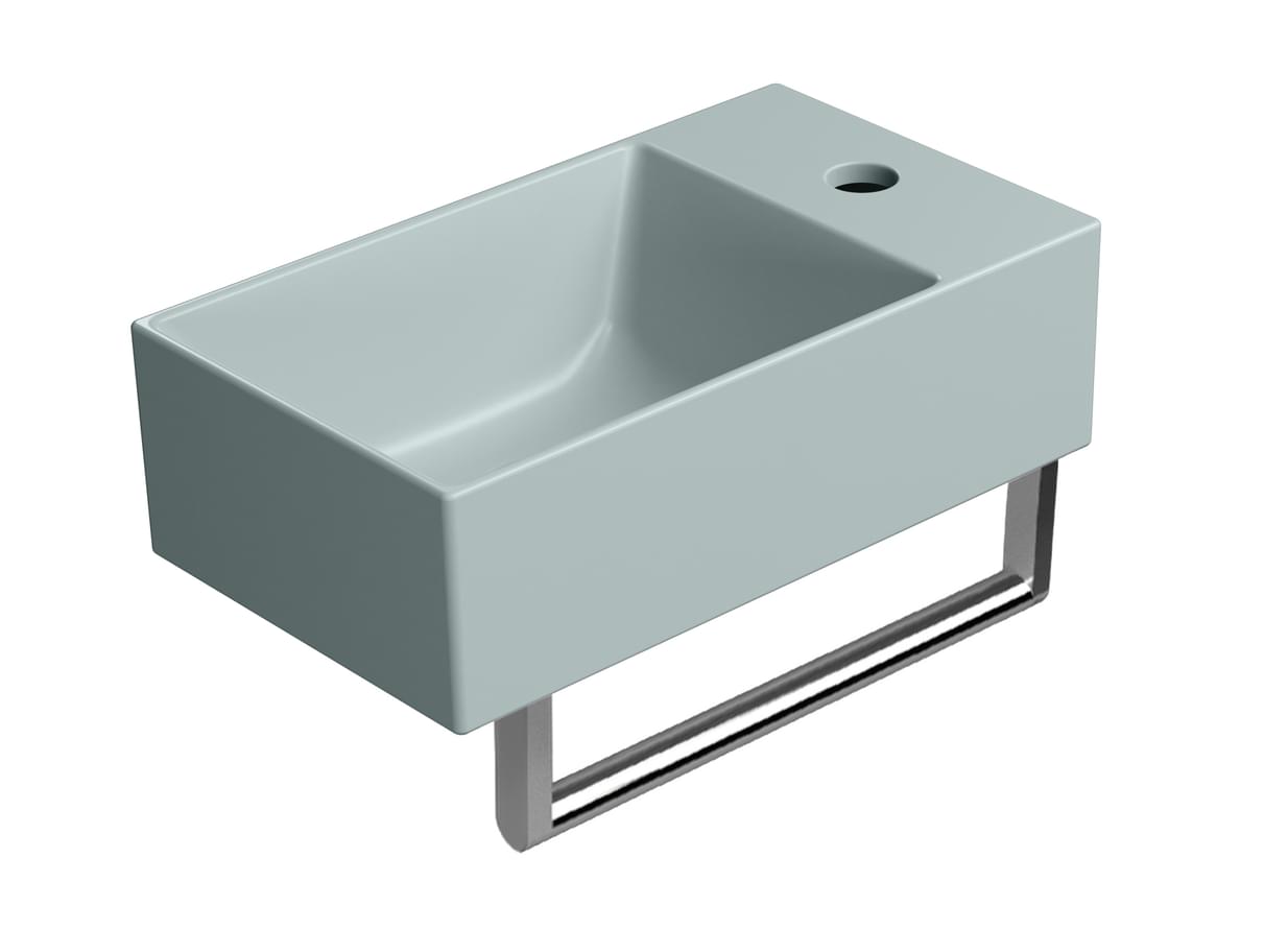 Плитка GSI Kube X Раковина накладная/подвесная KUBE X 400x230x120 мм с отверстием под смеситель справа/слева голубой матовый  поверхность матовая