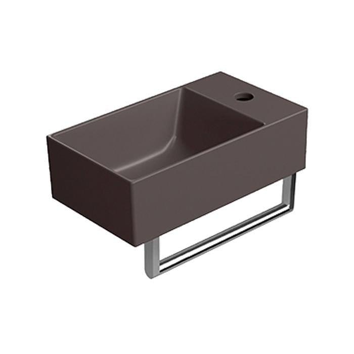 Плитка GSI Kube X Раковина накладная/подвесная KUBE X 400x230x120 мм с отверстием под смеситель справа/слева коричневый матовый  поверхность матовая