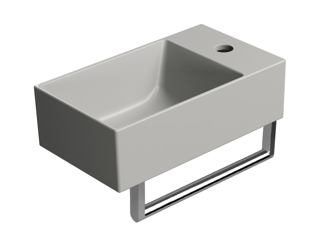 Плитка GSI Kube X Раковина накладная/подвесная KUBE X 400x230x120 мм с отверстием под смеситель справа/слева серый матовый  поверхность матовая