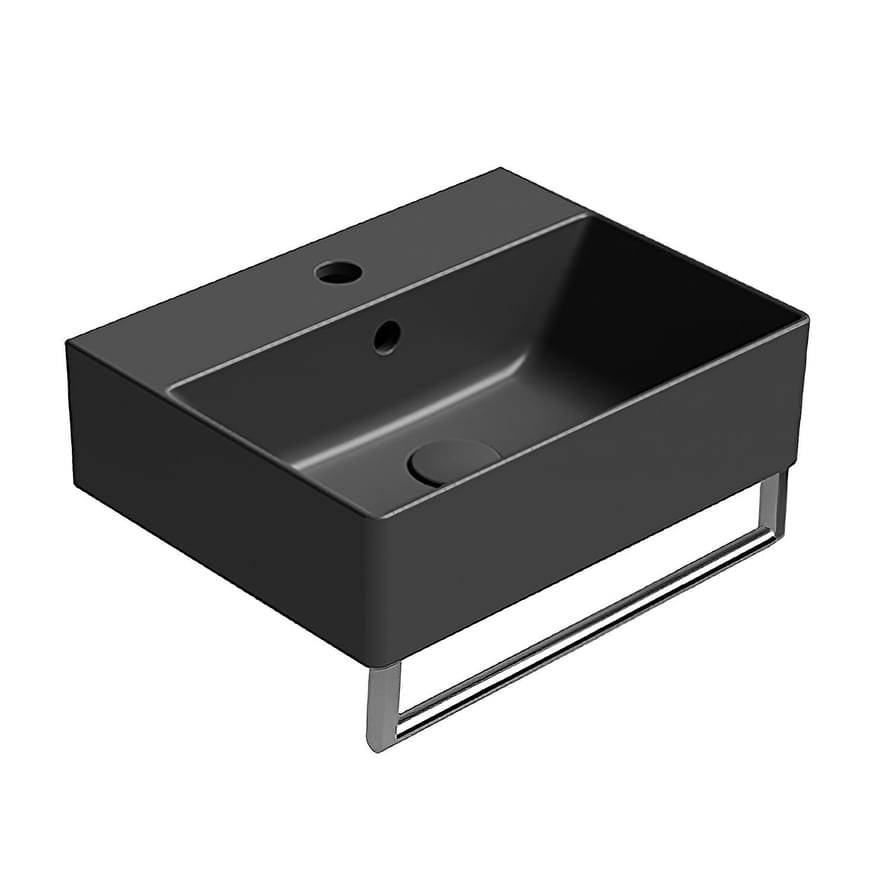 Плитка GSI Kube X Раковина накладная/подвесная KUBE X 450x350x150 мм с отверстием под смеситель черный матовый  поверхность матовая