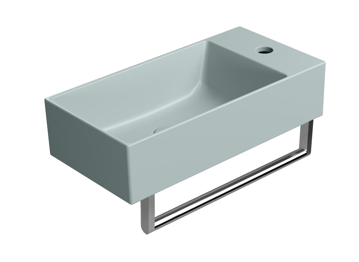 Плитка GSI Kube X Раковина накладная/подвесная KUBE X 500x250x120 мм с отверстием под смеситель справа/слева голубой матовый  поверхность матовая