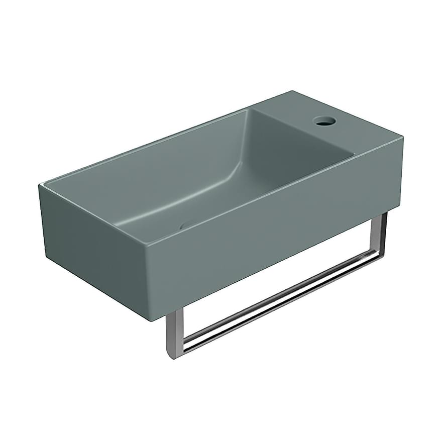 Плитка GSI Kube X Раковина накладная/подвесная KUBE X 500x250x120 мм с отверстием под смеситель справа/слева зеленый матовый  поверхность матовая