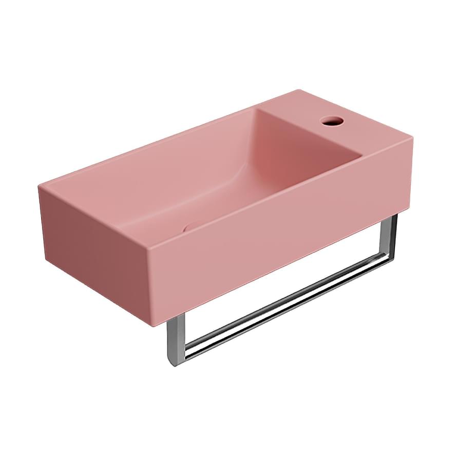 Плитка GSI Kube X Раковина накладная/подвесная KUBE X 500x250x120 мм с отверстием под смеситель справа/слева розовый матовый  поверхность матовая